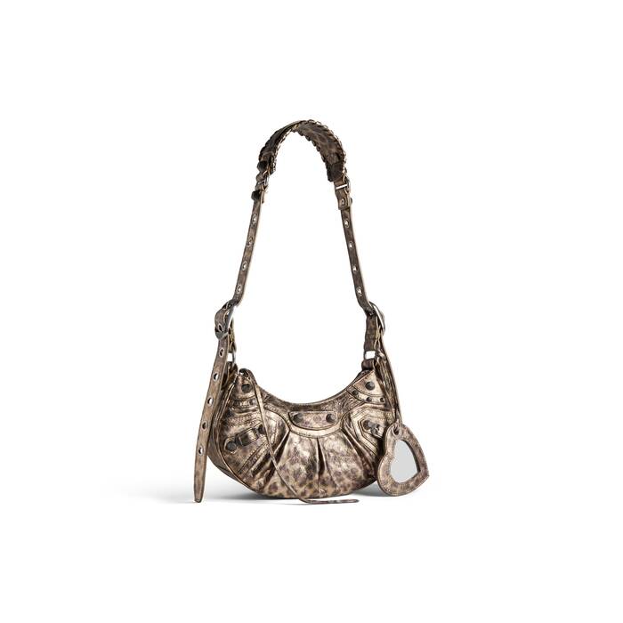 le cagole xs shoulder bag metallized with leopard print 
