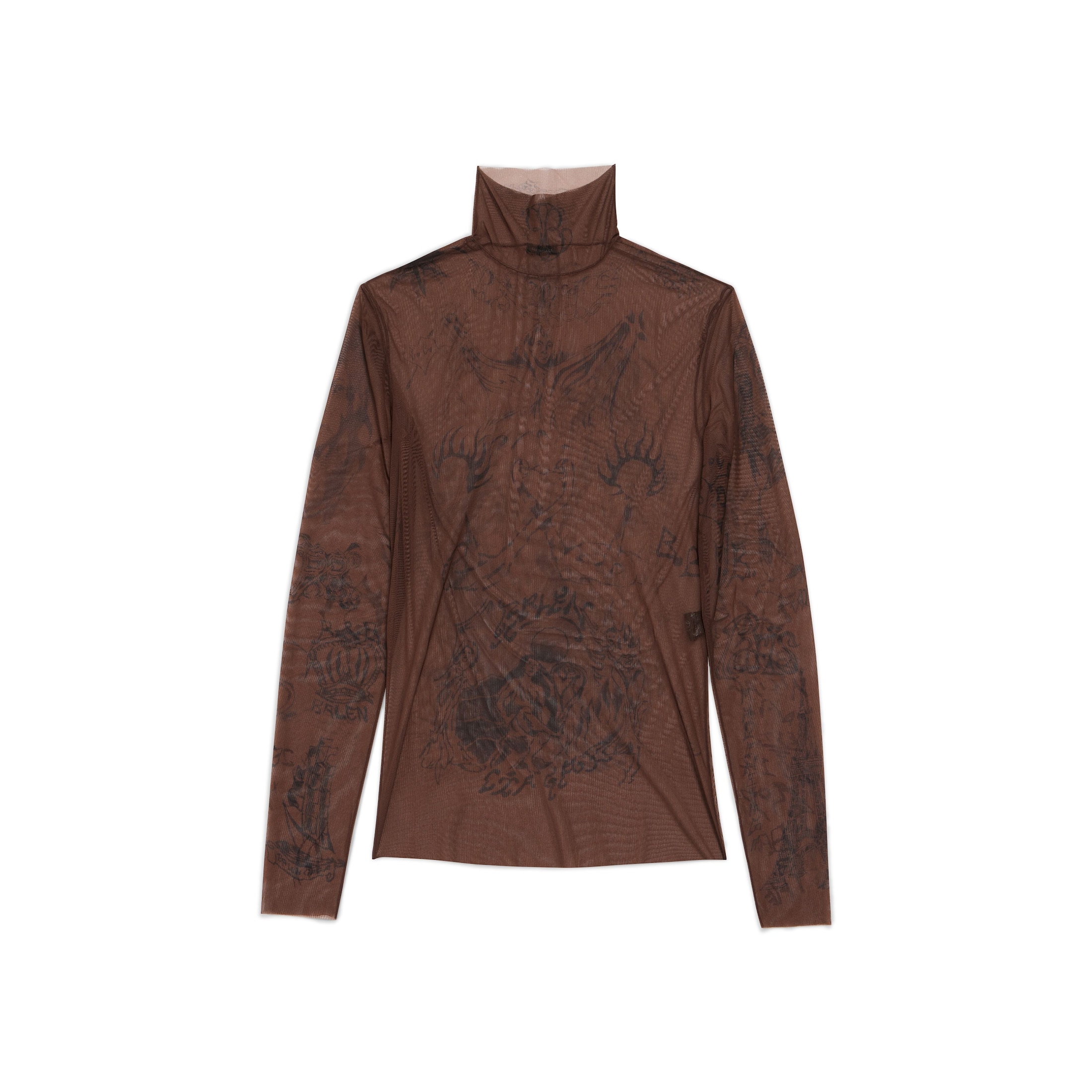 Balenciaga Tat Long Sleeve Top - Brown - Man - L - Polyamide & Elastane