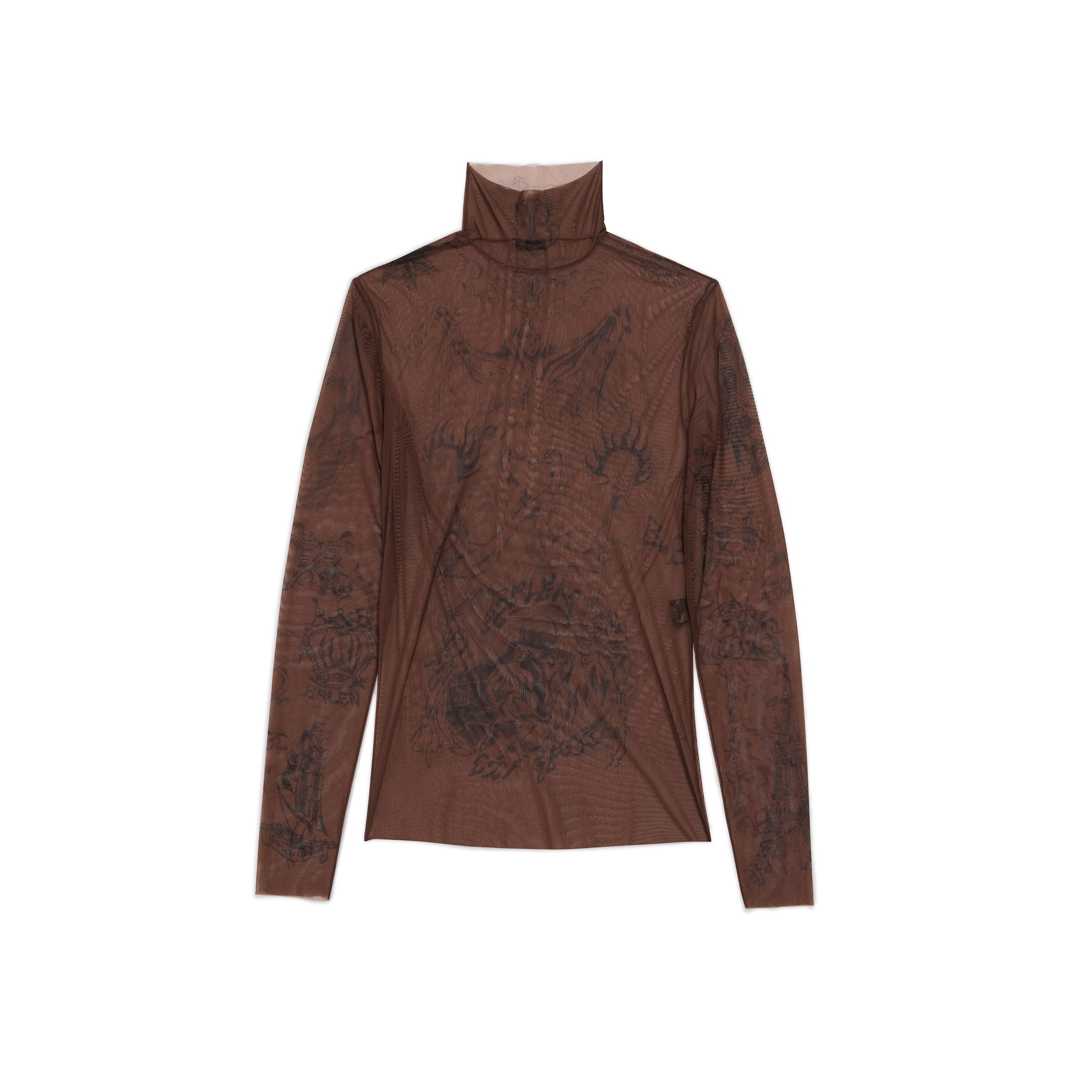 Balenciaga Tat Long Sleeve Top - Brown - Men's - - Polyamide & Elastane