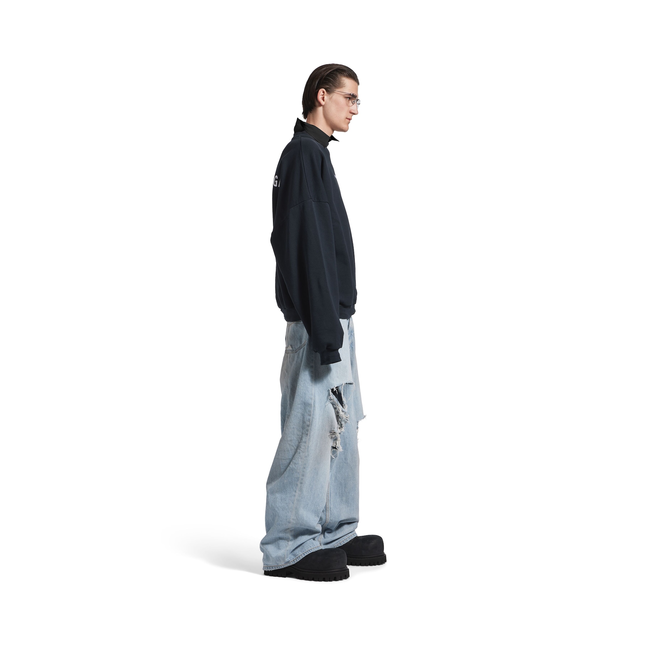 balenciaga back shirt collar crewneck