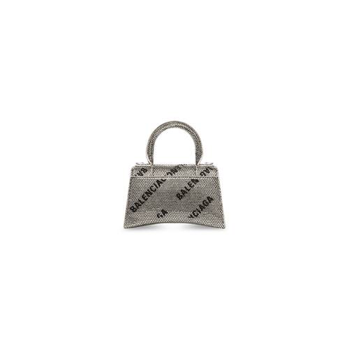 hourglass xs handbag with chain and allover logo rhinestones 