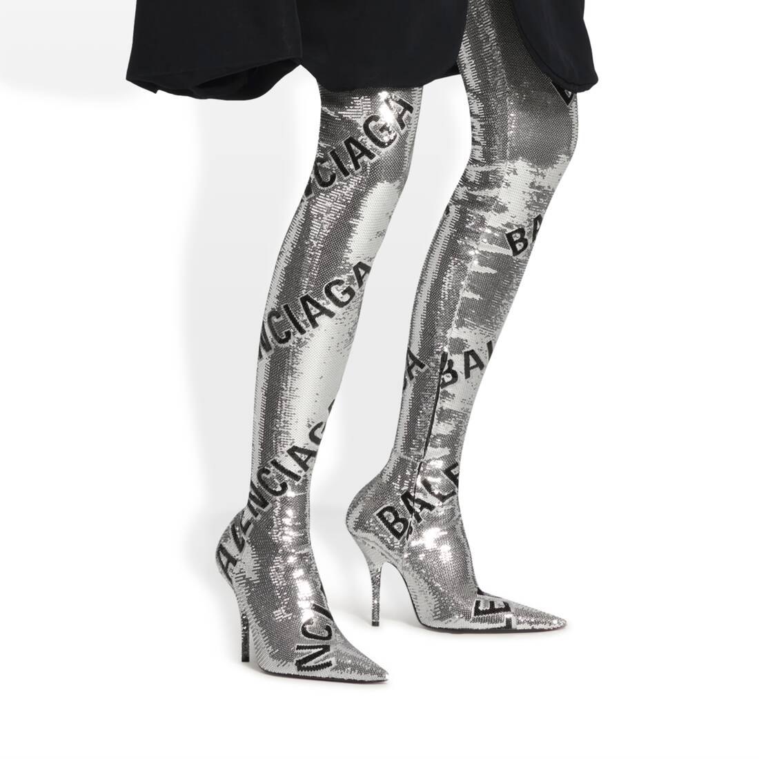 jeg behøver fangst faglært Women's Knife 110mm Over-the-knee Allover Logo in Silver | Balenciaga US