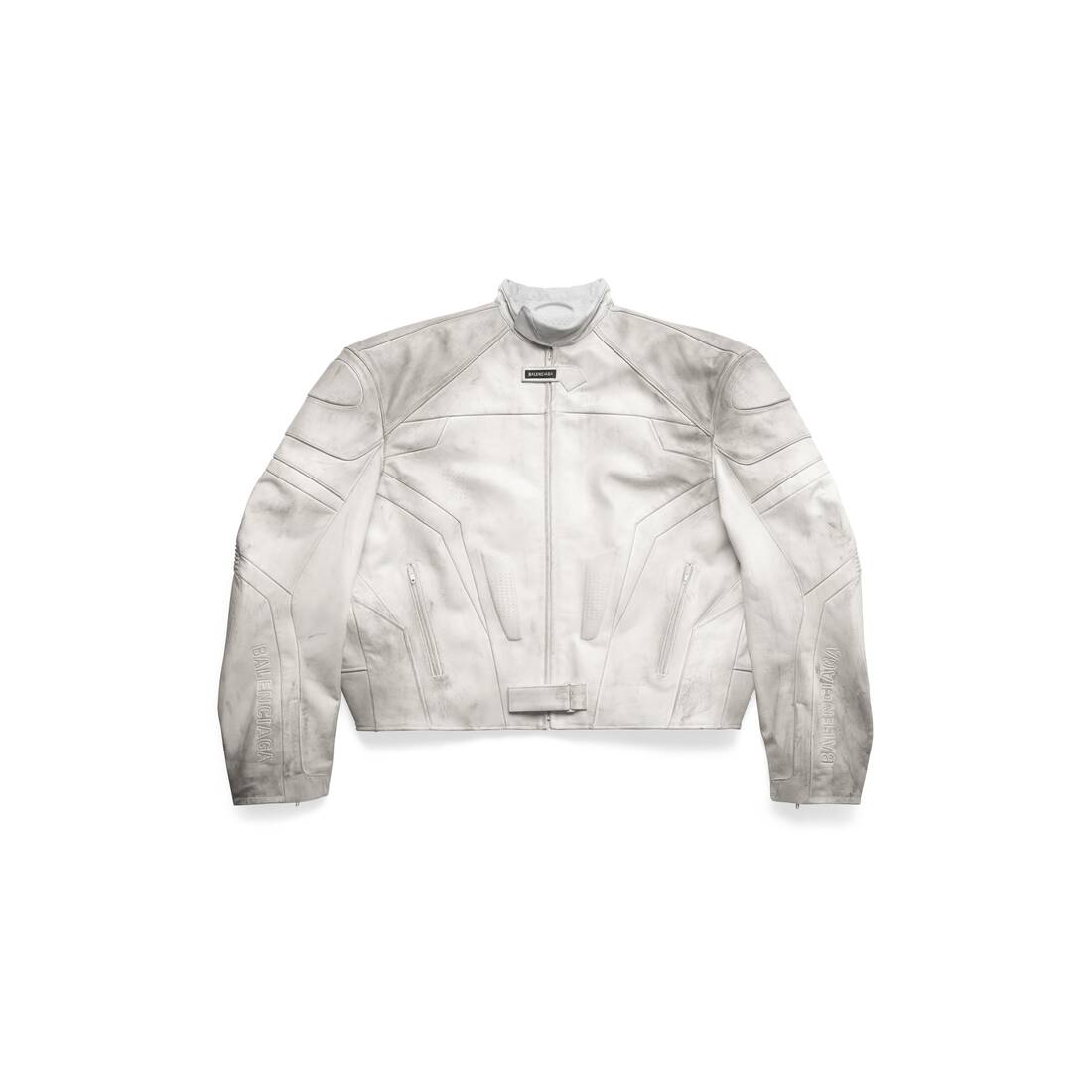 Balenciaga Mens Contrast Logo Leather Moto Jacket  Neiman Marcus