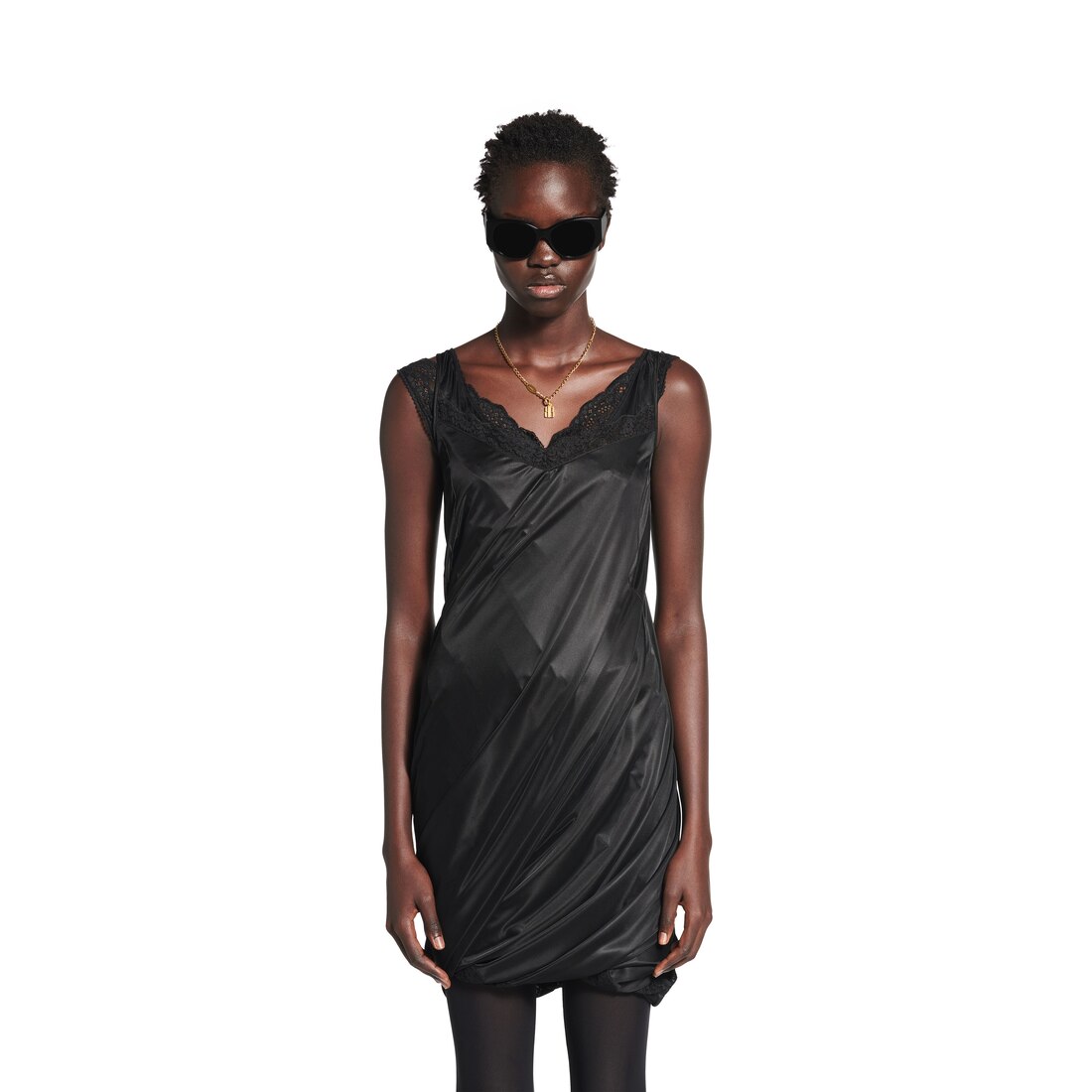 【 BALENCIAGA 】 Twisted ノースリーブ シャツドレス Women's Twisted Sleeveless Shirt Dress in Black | Balenciaga GB