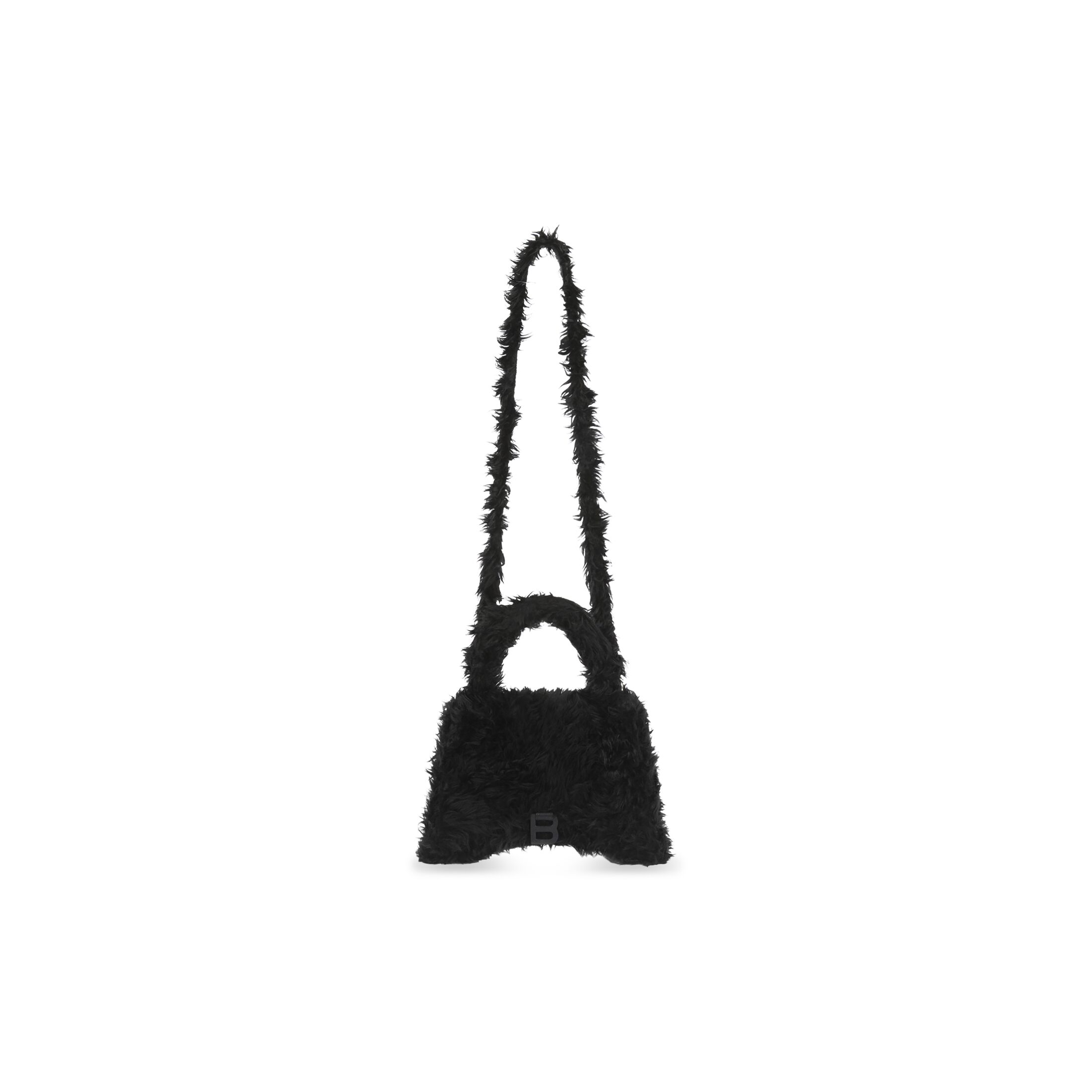 Women's Fluffy Hourglass Top Handle Bag in Black | Balenciaga US