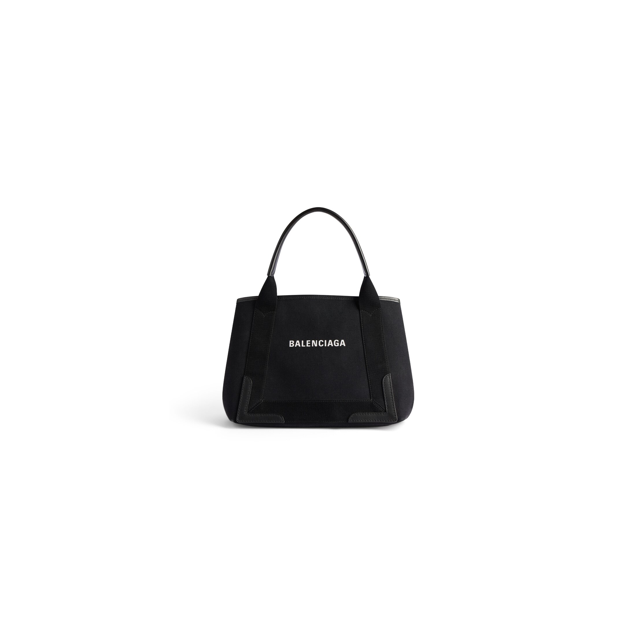 Balenciaga Sac Cabas Navy Petit Modèle - Noir - Femme - Coton, Cuir De Veau, Viscose