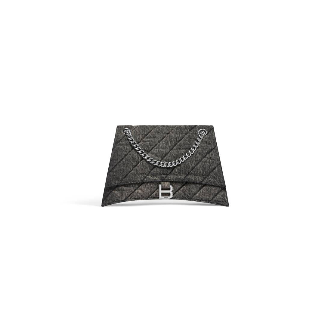 Balenciaga Women's Crush Medium Chain Bag Quilted Denim - Black