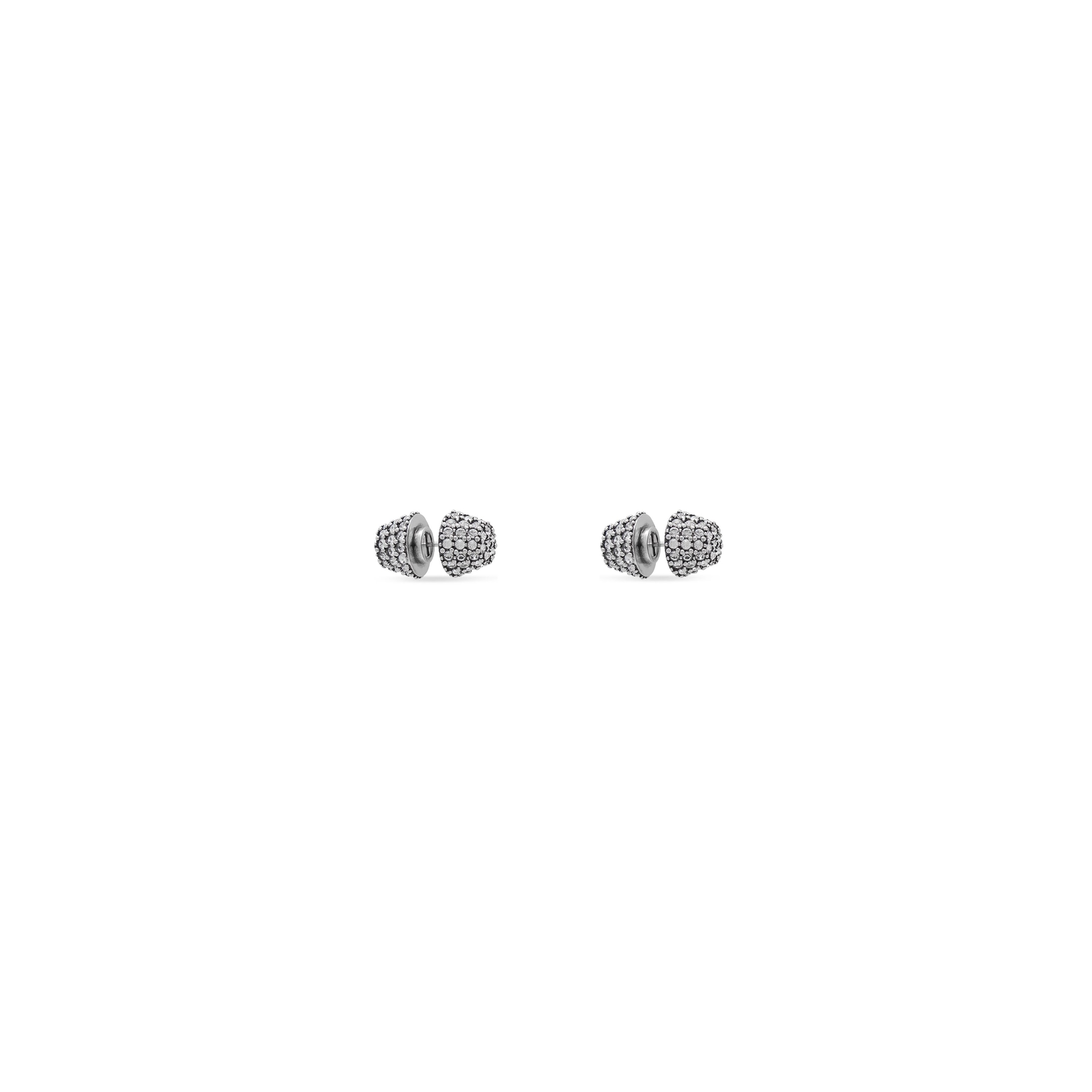 Balenciaga Cagole Stud Earrings - Silver - Unisex - Brass, Glass