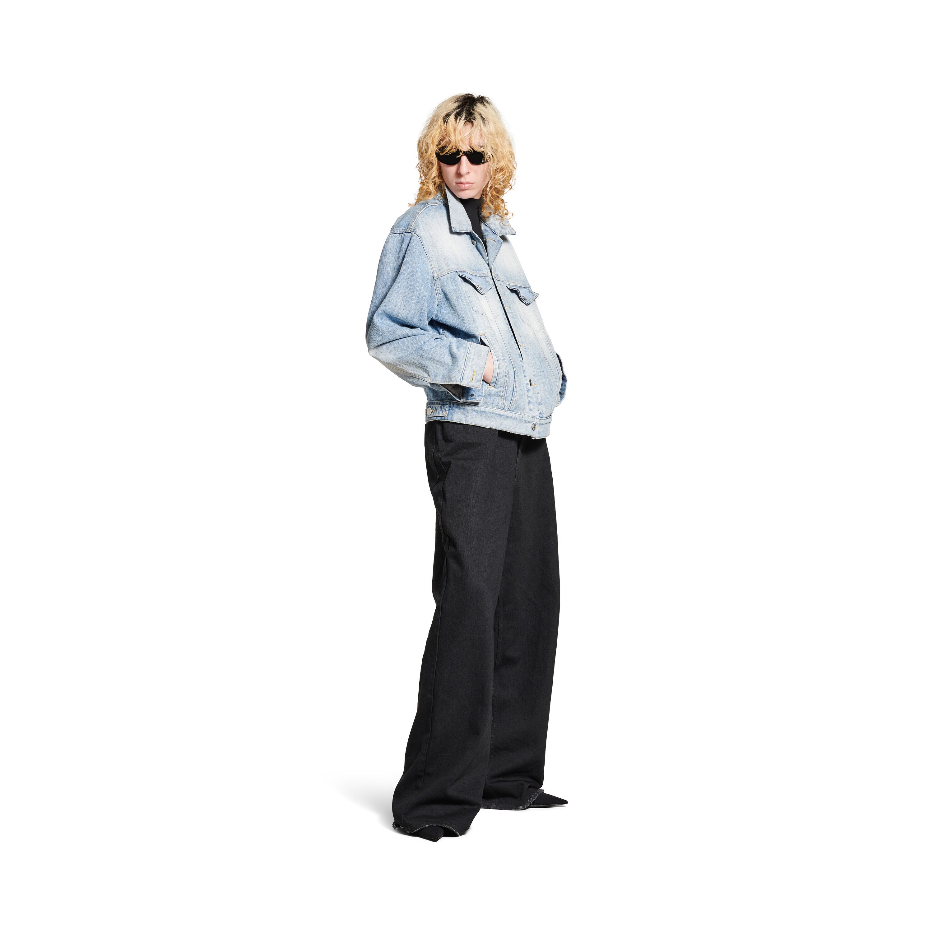 【送料&関税込】Balenciaga Standing Collar Jacket Women's Standing Collar Jacket in Light Blue | Balenciaga US
