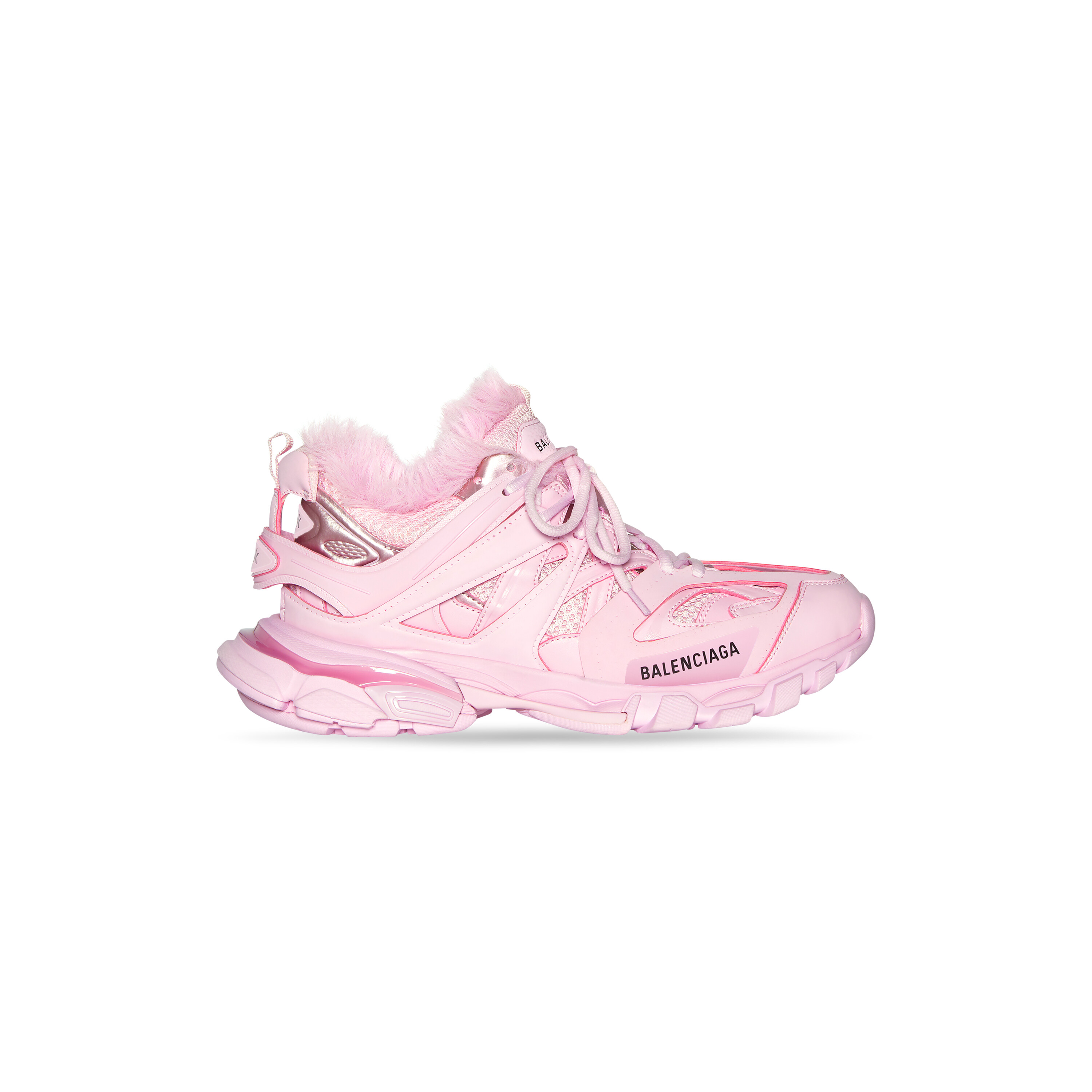 Women's Track Sneaker Fake Fur in Pink | Balenciaga US