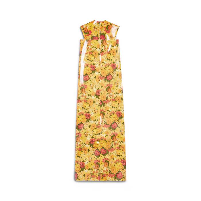 faux vinyl floral sleeveless dress