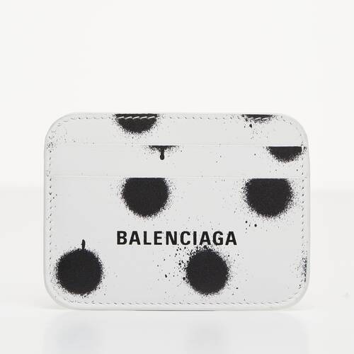 cash card holder in sprayed polka dots printed smooth calfskin 