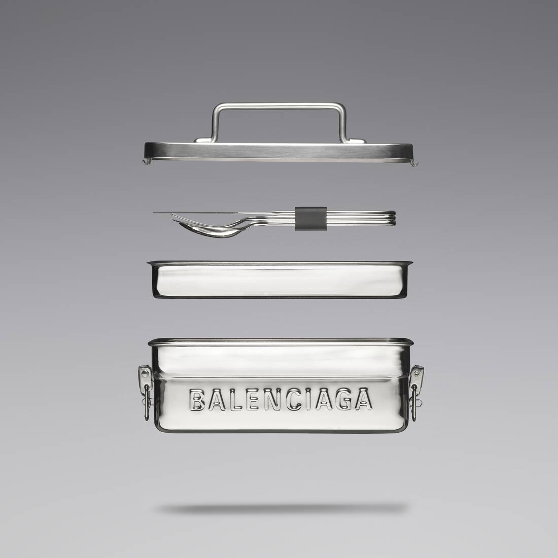 BALENCIAGA-Balenciaga Black Lunch Box Mini Case with Leather Strap