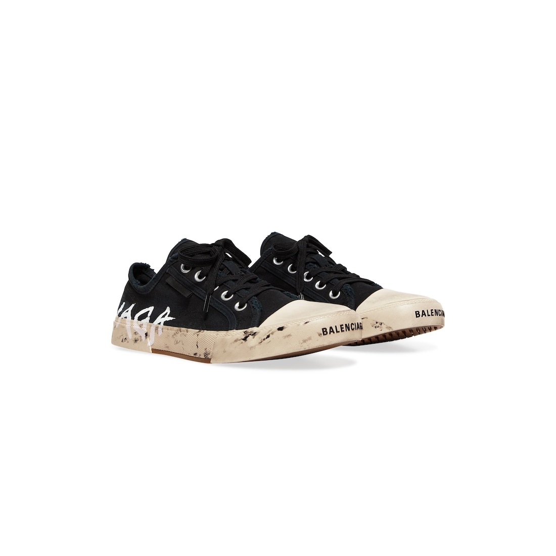 Men's Paris Low Top Graffiti Sneaker in Black/white | Balenciaga US