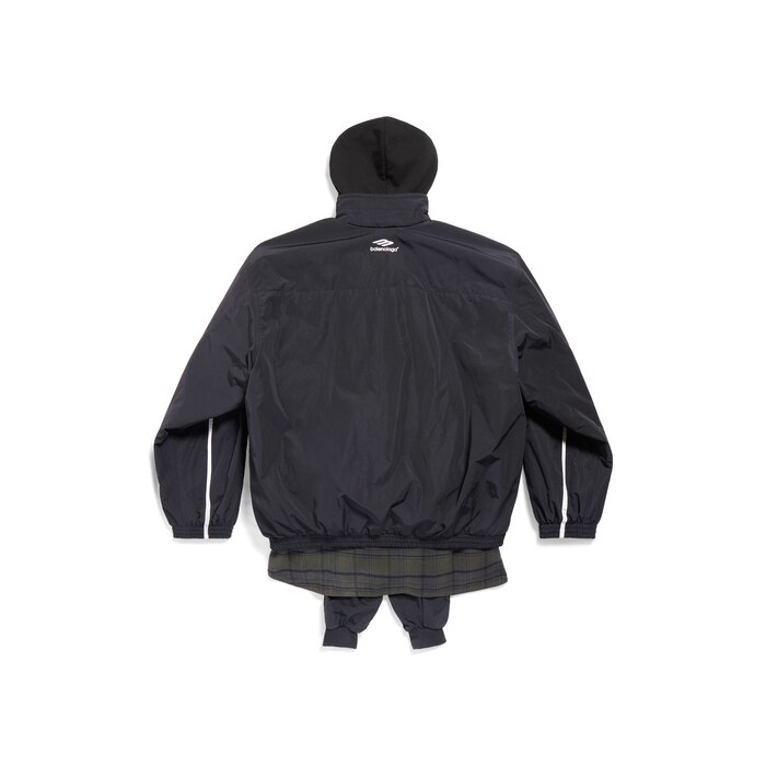 Men's 3b Sports Icon Layered Tracksuit Jacket in Black | Balenciaga US