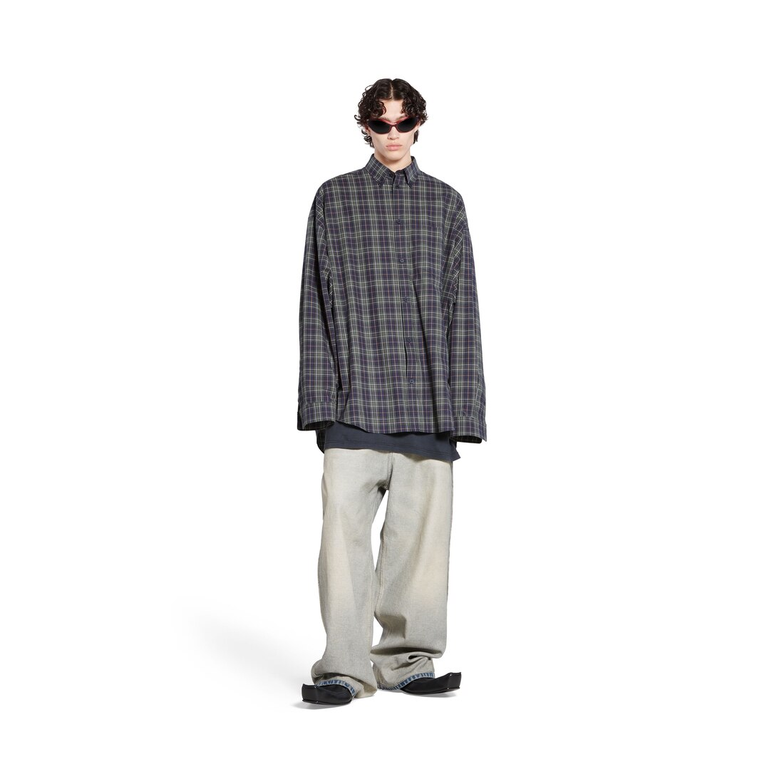 Men's Balenciaga Shirt Oversized in Dark Blue | Balenciaga US