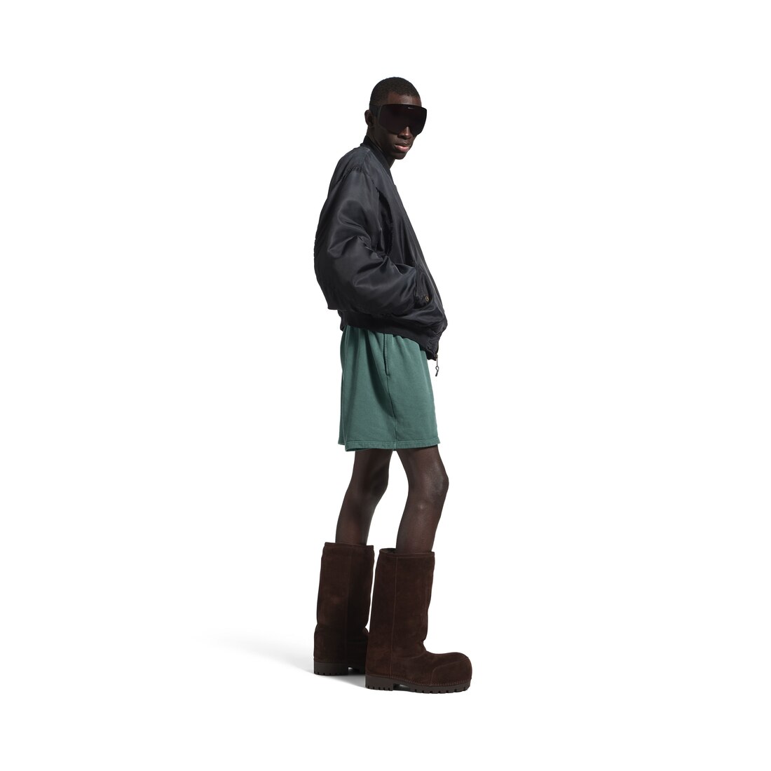 Men's Basketball Sweat Shorts in Dark Green/light Grey