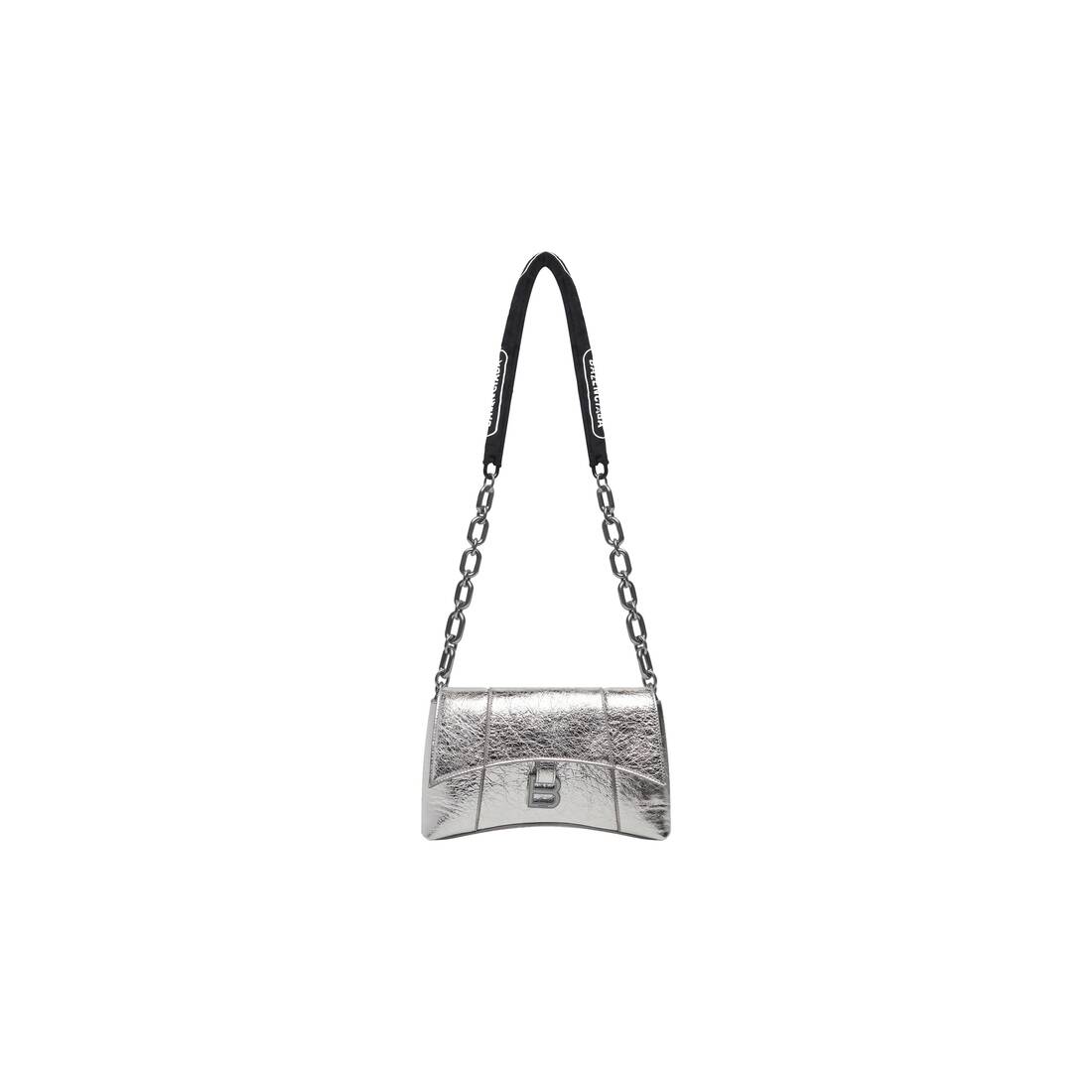 Balenciaga Silver Hourglass Xs Mock Croc Top Handle Bag in Gray  Lyst