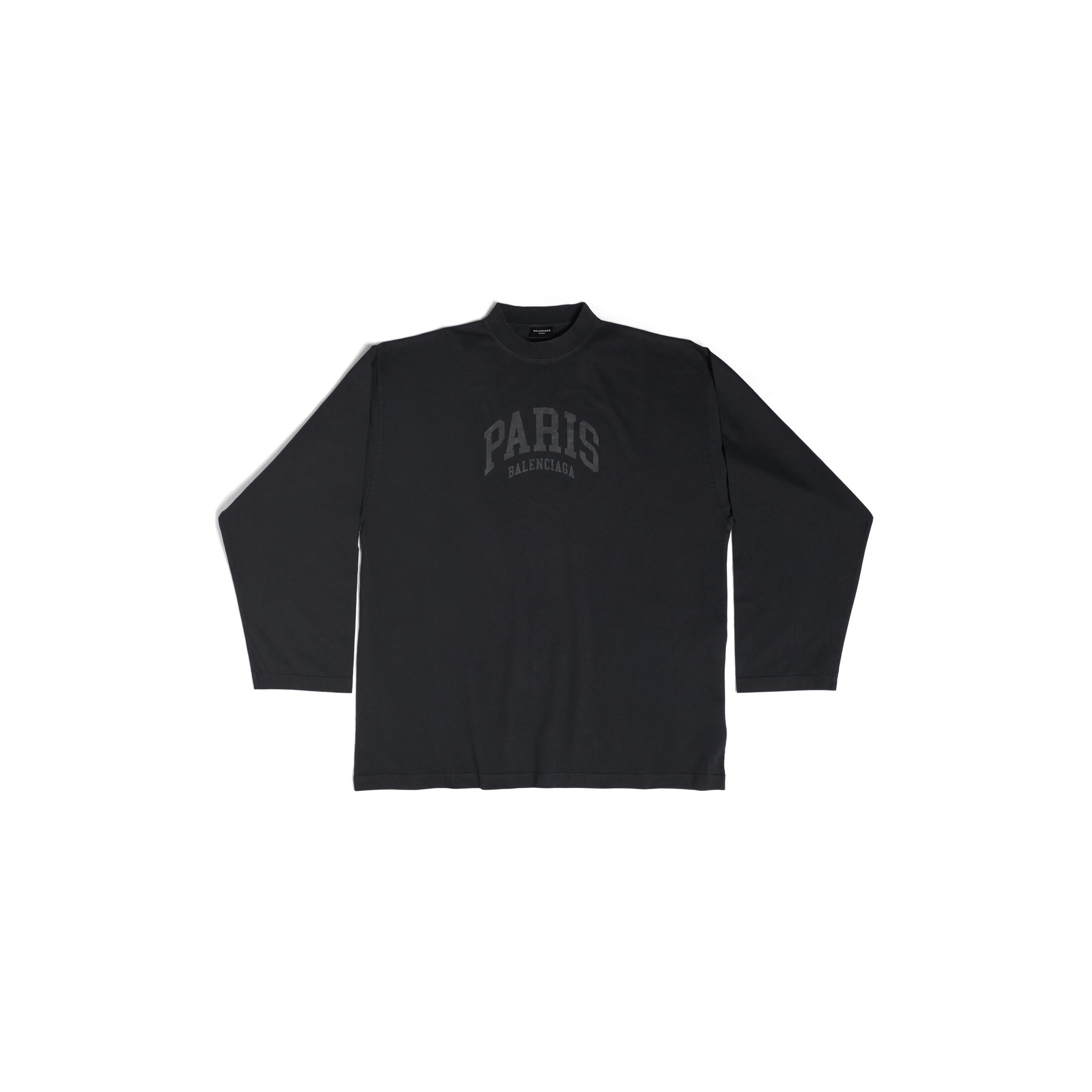 Balenciaga Cities Paris Long Sleeve T-Shirt Oversized - Black - Men's - - Cotton