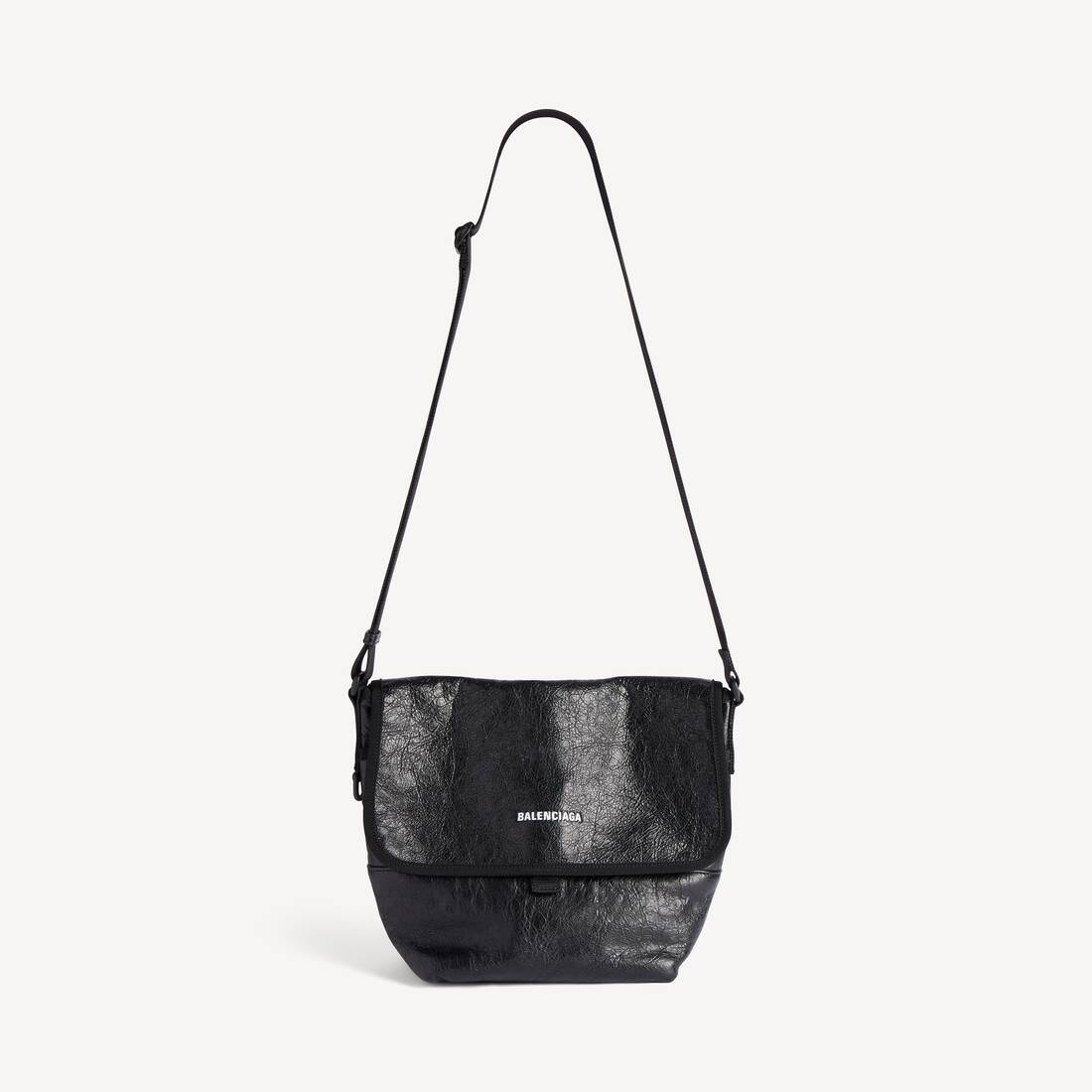 발렌시아가 남성 블랙 익스플로러 스몰 메신저 백 6202592AAMS1000