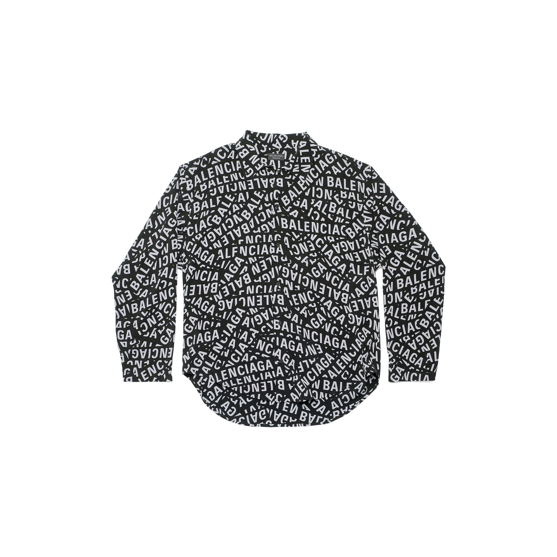 Balenciaga Logo Strips Minimal Shirt Medium Fit - Black - Man - 38 - Cupro & Viscose