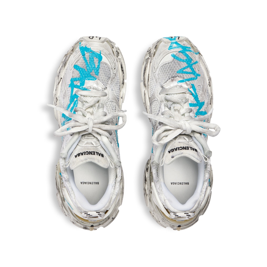 Men's Runner Graffiti Sneaker in White/blue | Balenciaga US