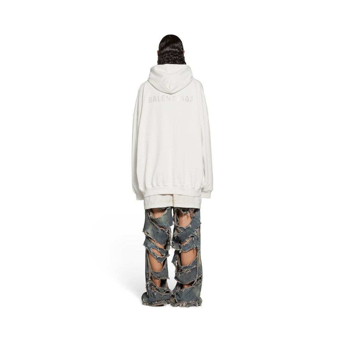 Balenciaga Distressed 90 10 Wide Fit Hoodie