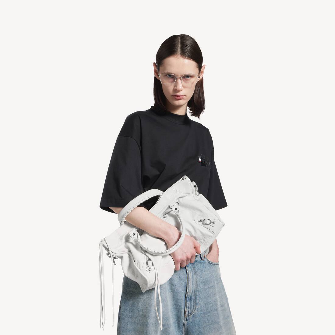 발렌시아가 옵틱 화이트 레 시티 미디엄 백 7977862AA9S9104