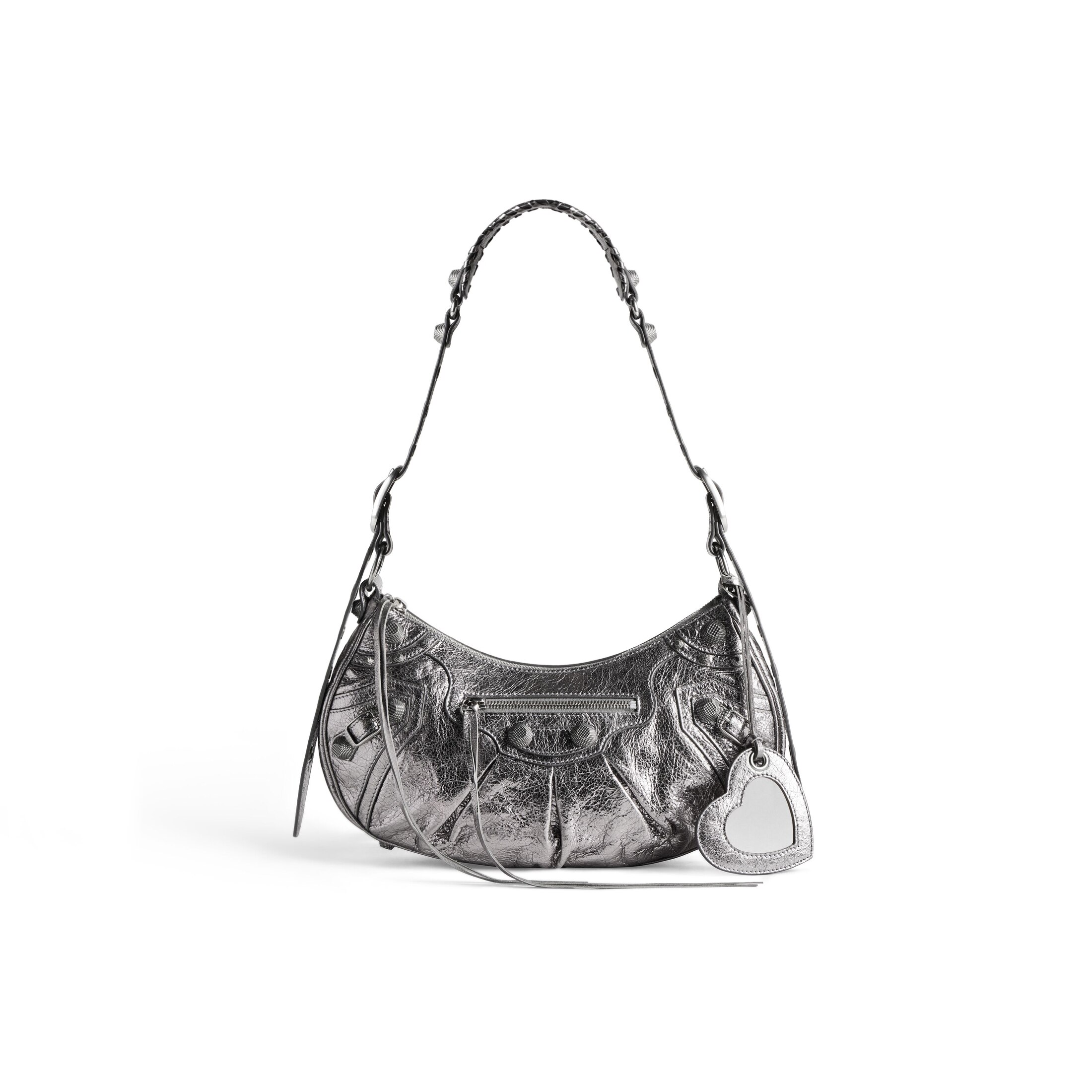 Balenciaga Sac Porté Épaule Le Cagole Petit Modèle Métallisé - Argent - Femme - Cuir D'Agneau