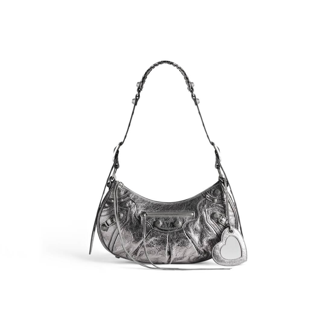 Women's Le Cagole Small Shoulder Bag Metallized in Silver