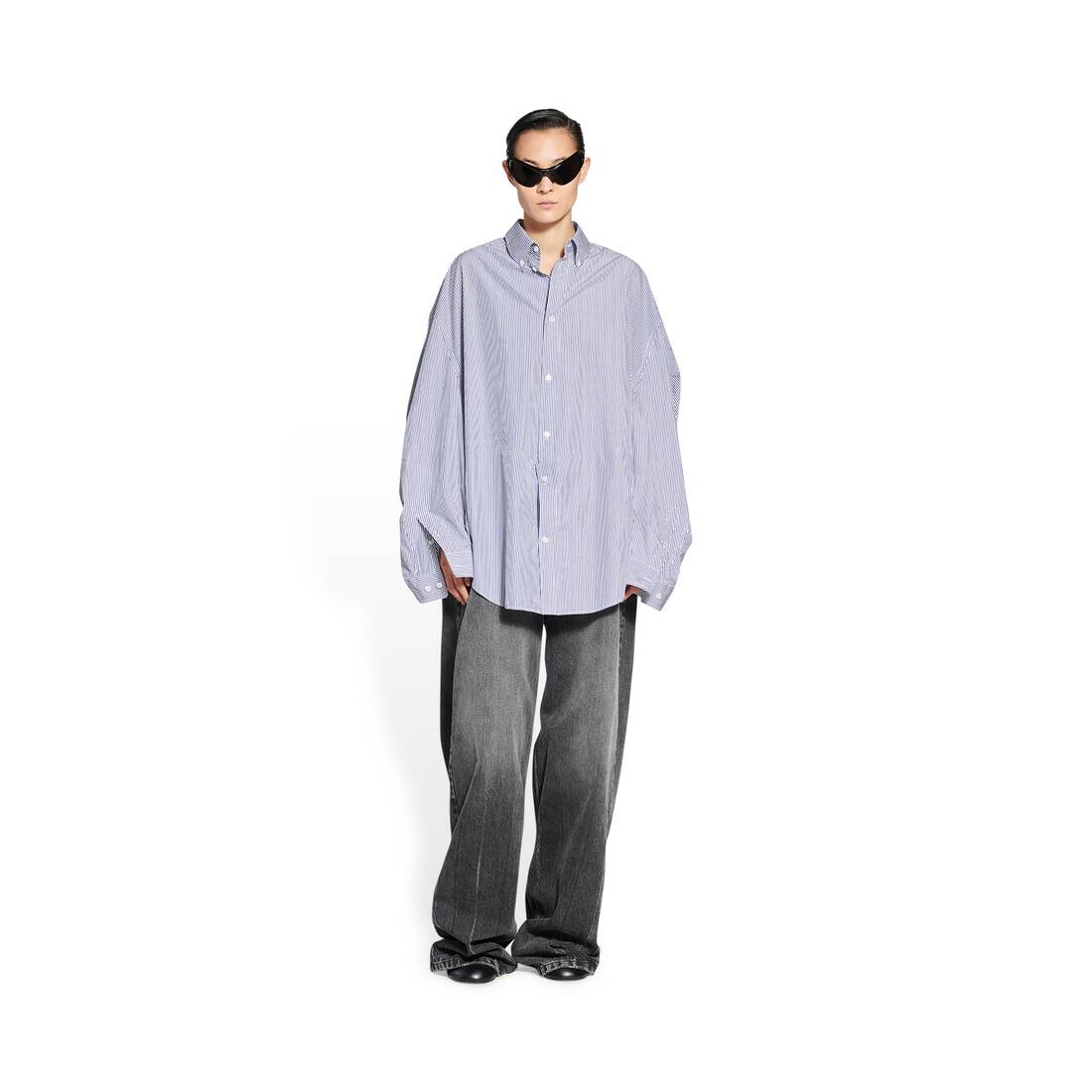 BALENCIAGA Oversized ButtonDown Collar LogoEmbroidered Striped  CottonPoplin Shirt  MR PORTER
