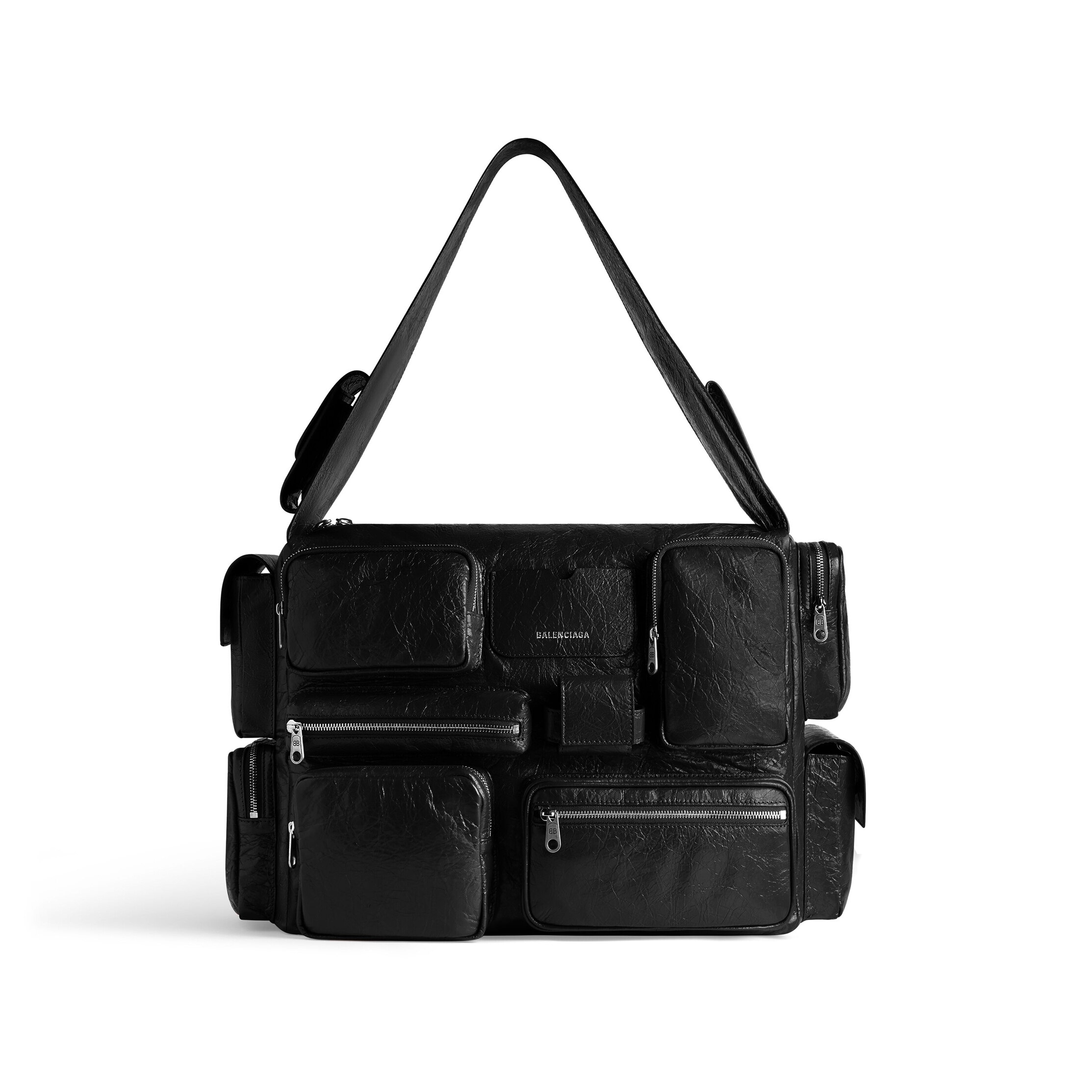 Balenciaga Superbusy Large Sling Bag - Black - Man - Lambskin, Polyester