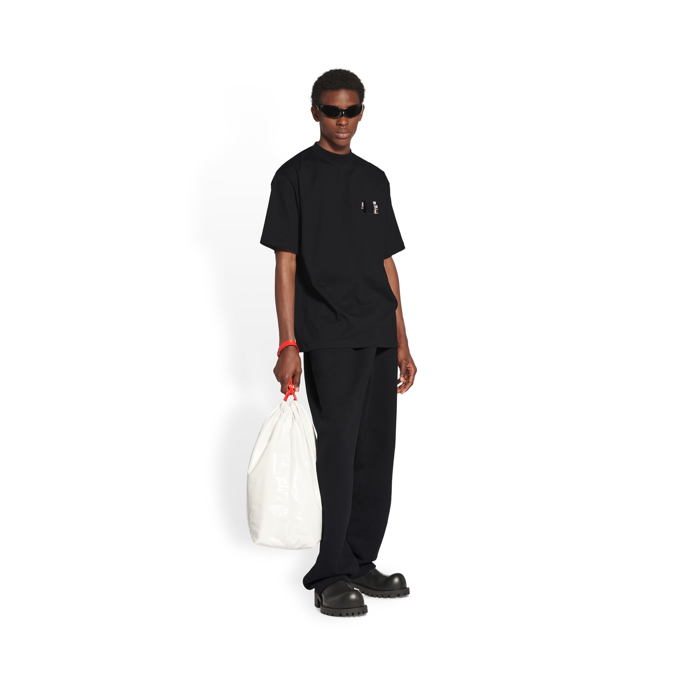 Men's Gaffer Tshirt Large Fit in Black Balenciaga US