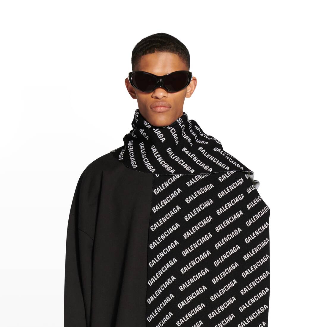 Black logomania scarf. – Anekke