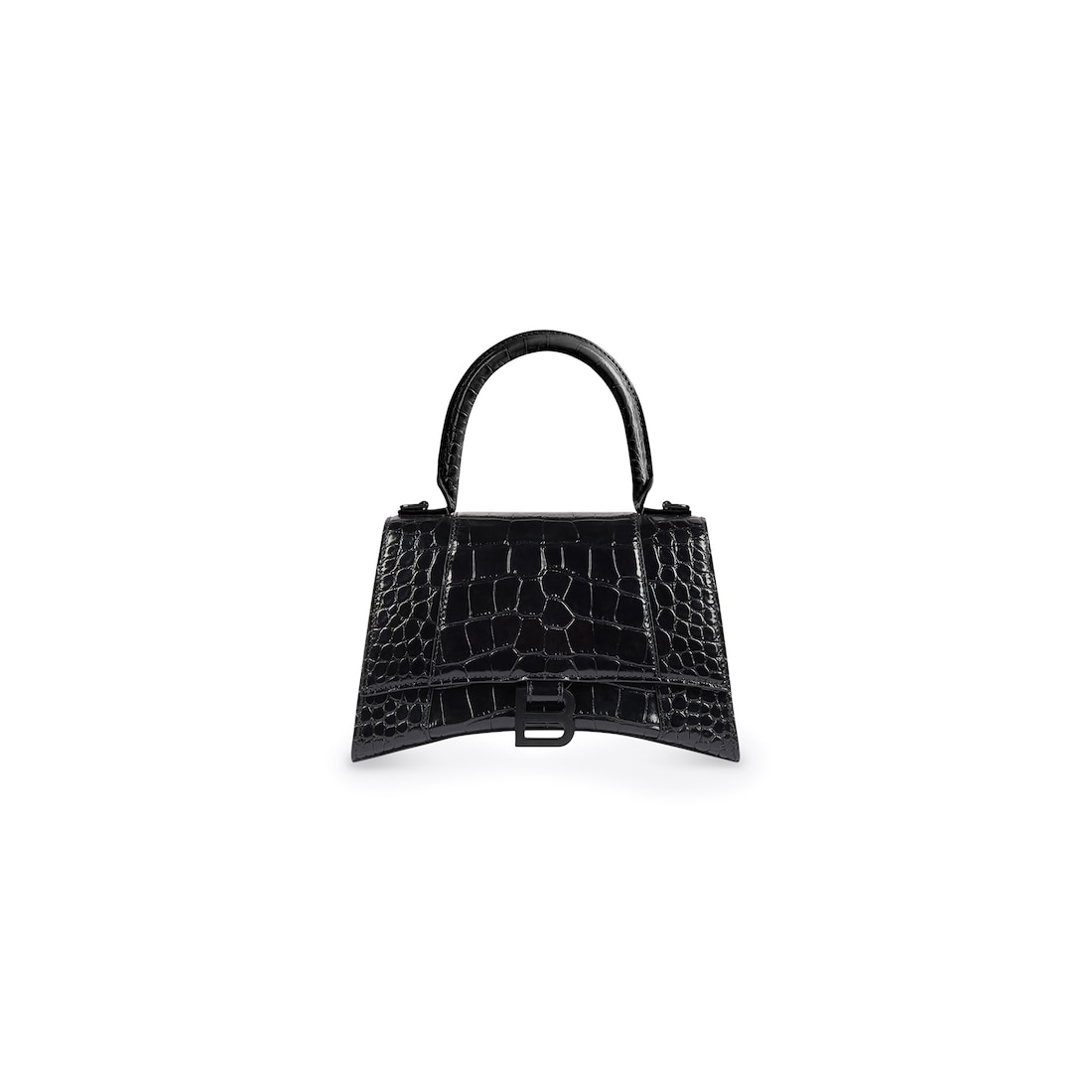 XS Embossed Croc Hourglass Top Handle Bag