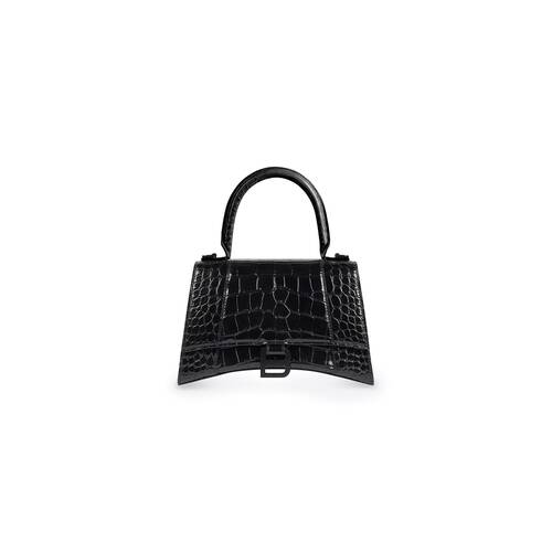 Women's Hourglass Xs Handbag Crocodile Embossed in Black | Balenciaga AU