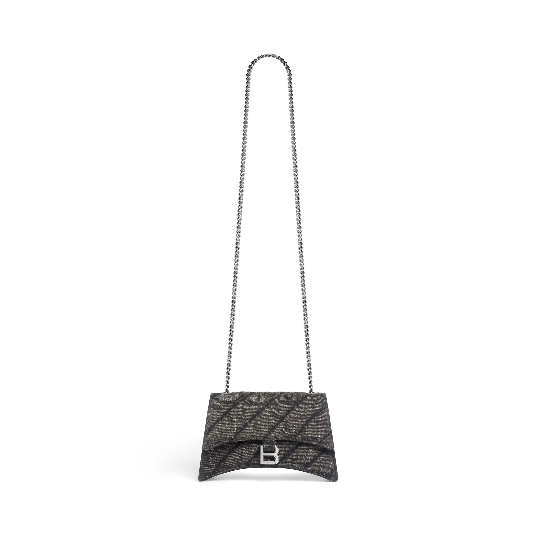 Balenciaga Crush XS Chain Bag Quilted Denim - Black - Women's - Cotton