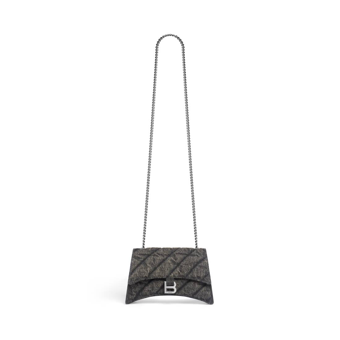 Balenciaga Crush Chain Shoulder Bag Medium Quilted Black/Black