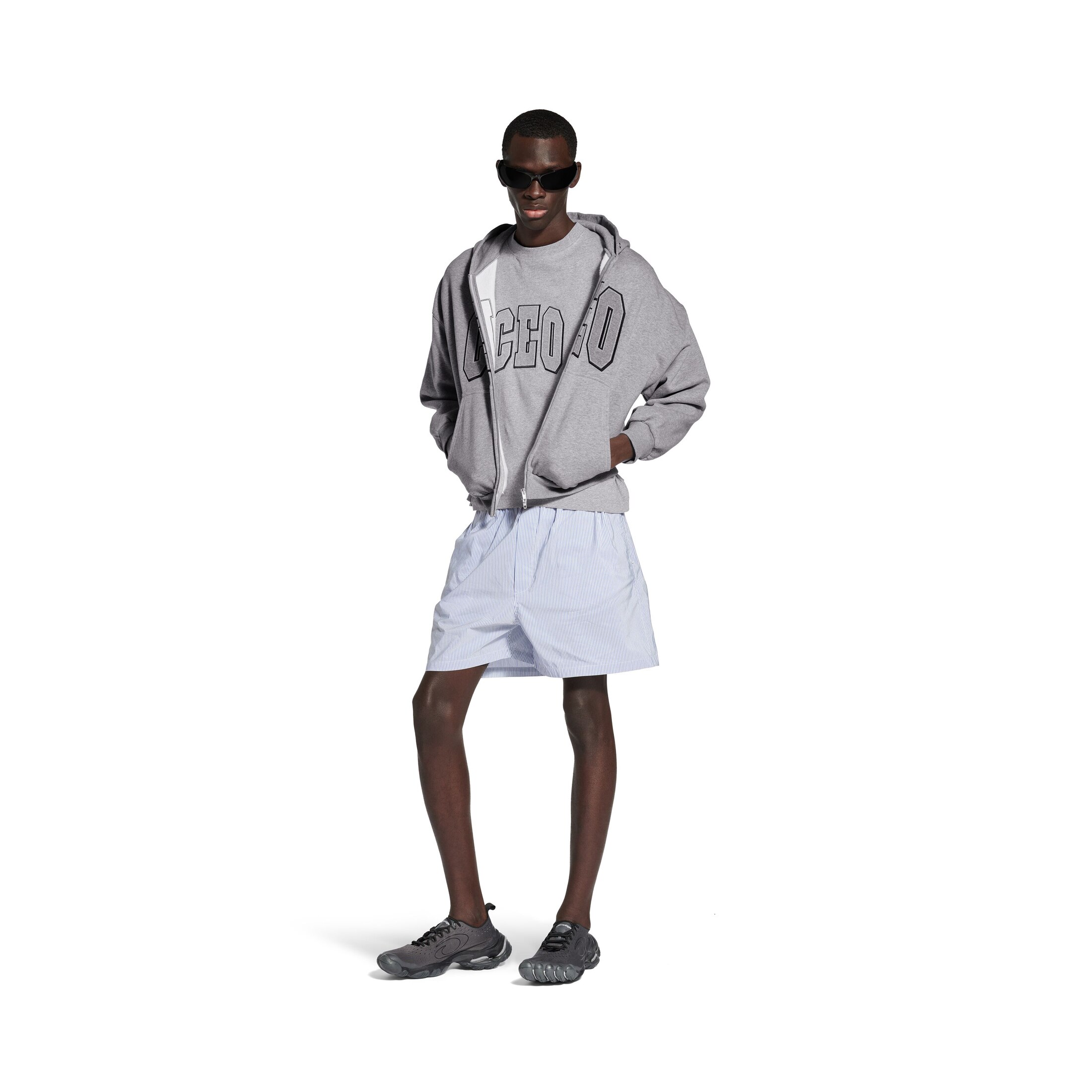 stripes boxer swim shorts