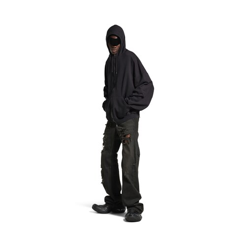 security tape logo hoodie大号拉链连帽卫衣