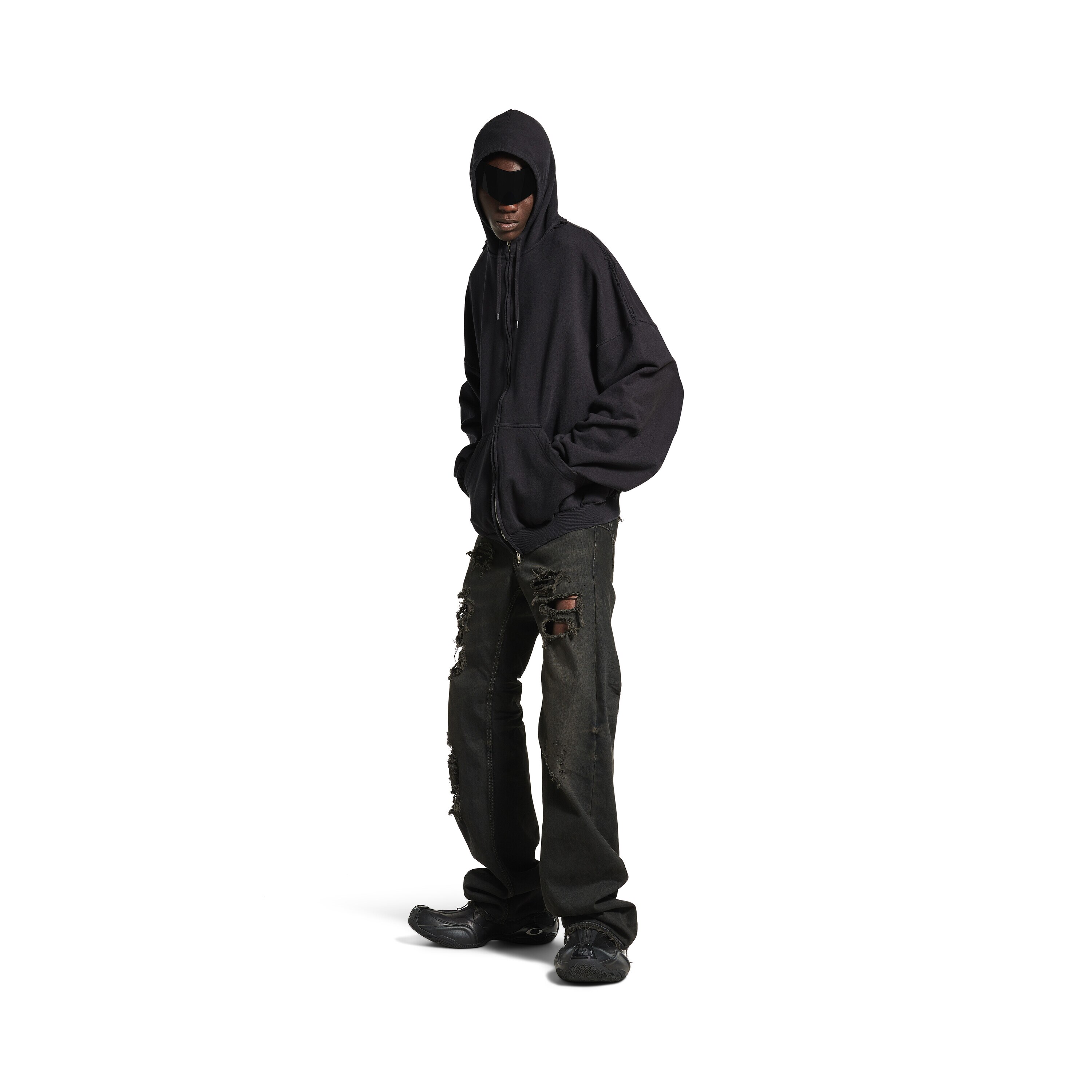 BALENCIAGA Hi There ラージジップアップパーカー Hi There Large Zip-up Hoodie in Heather Grey | Balenciaga US