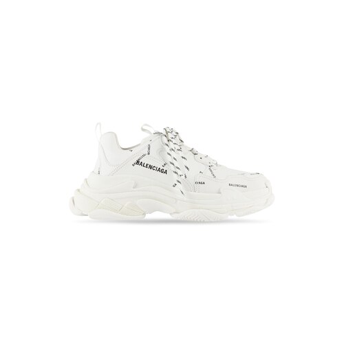 Men's Triple S Sneaker Allover Logo in White/black | Balenciaga US