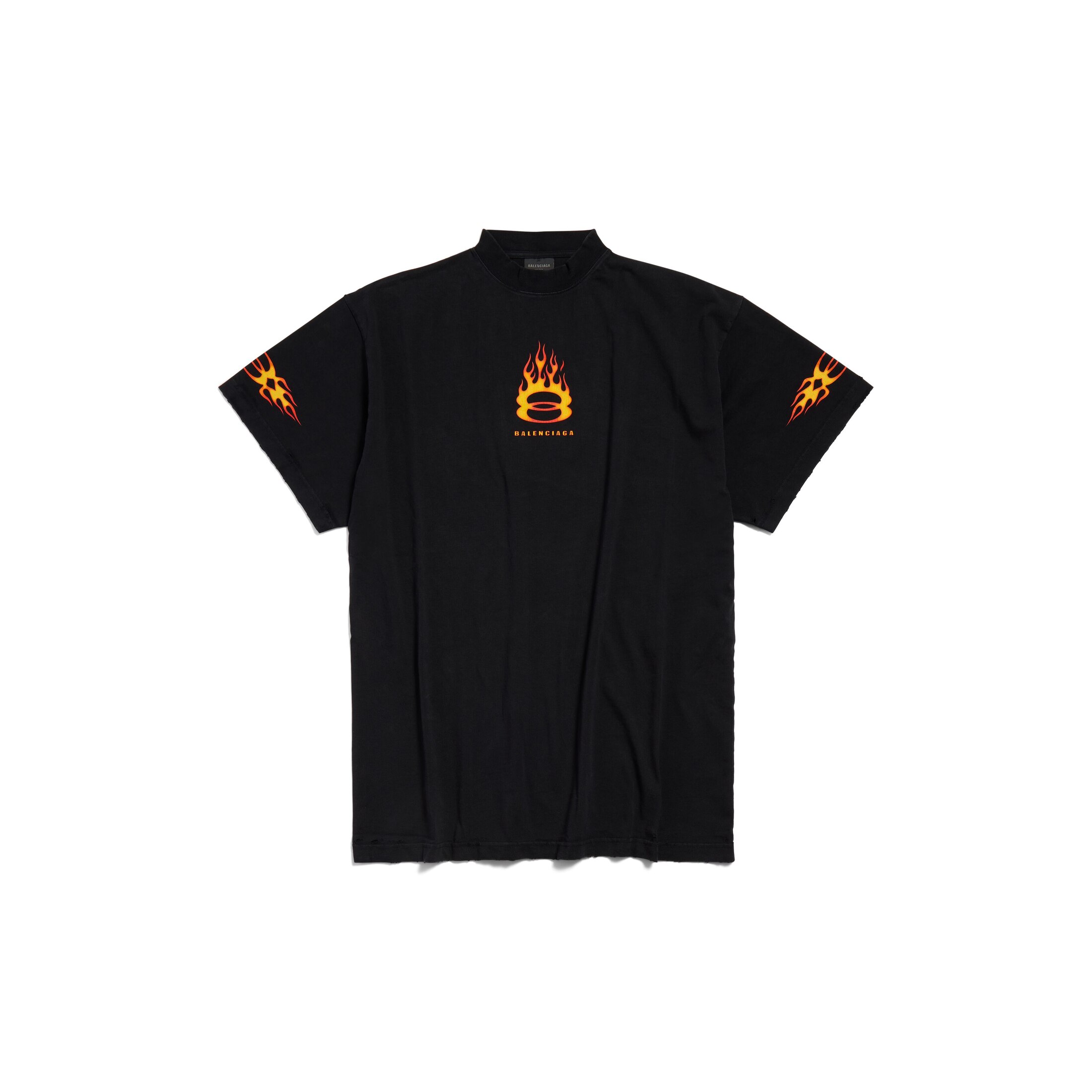 Balenciaga Burning Unity T-Shirt Oversized - Black - Unisex - - Cotton