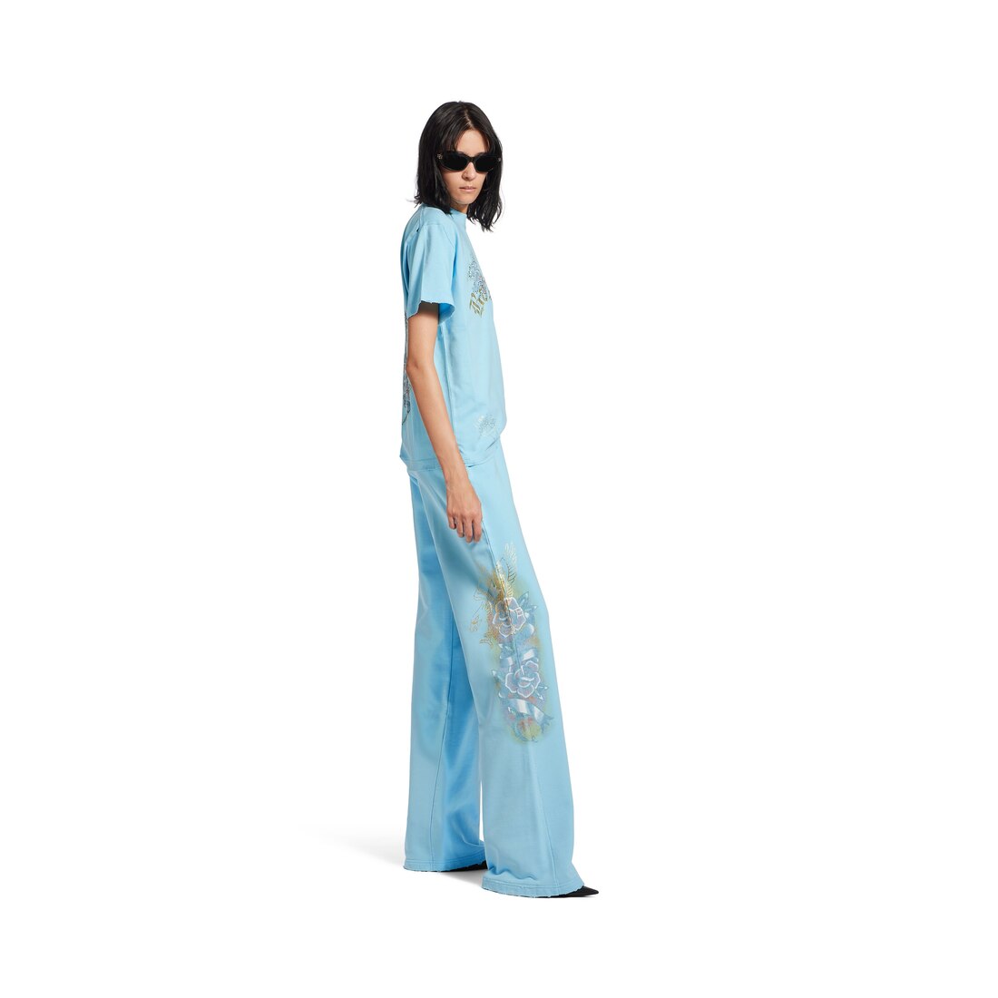 BALENCIAGA Tacky Tattoo Tシャツ Women's Tacky Tattoo T-shirt Small Fit in Light Blue