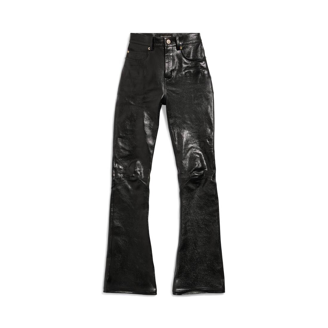Women Boot-cut Black Leather Pants