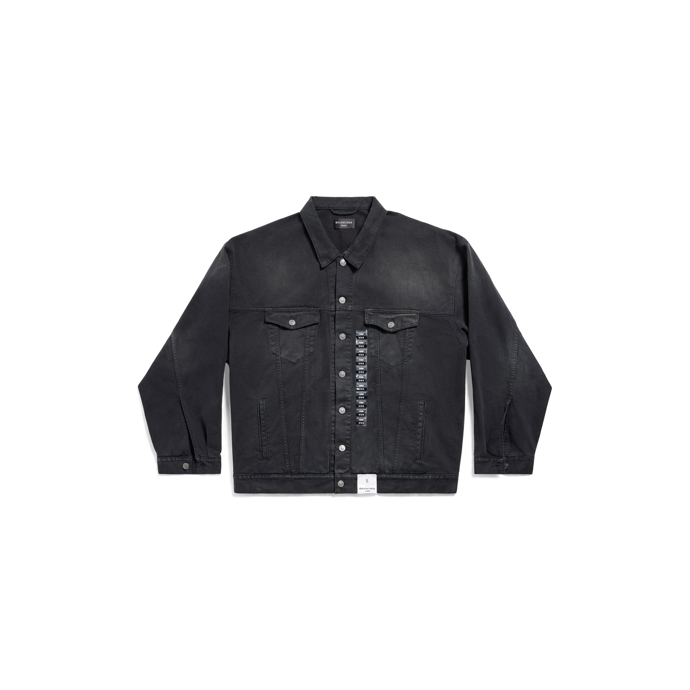 Balenciaga Denim Size Sticker Jacket - Black - Man - 5 - Cotton