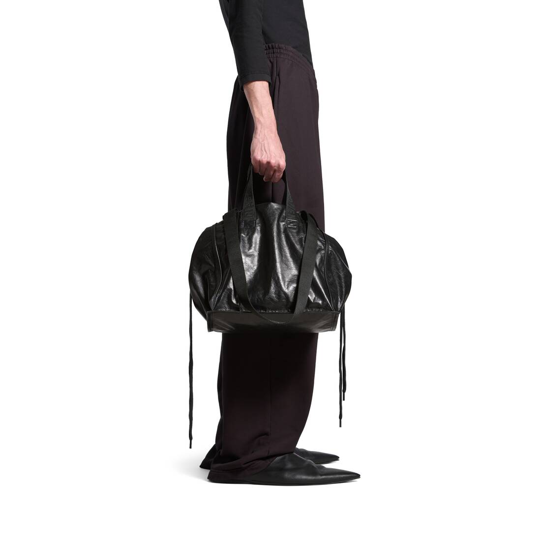 발렌시아가 남성 블랙 카고 미디엄 토트 백 7879412AA311000