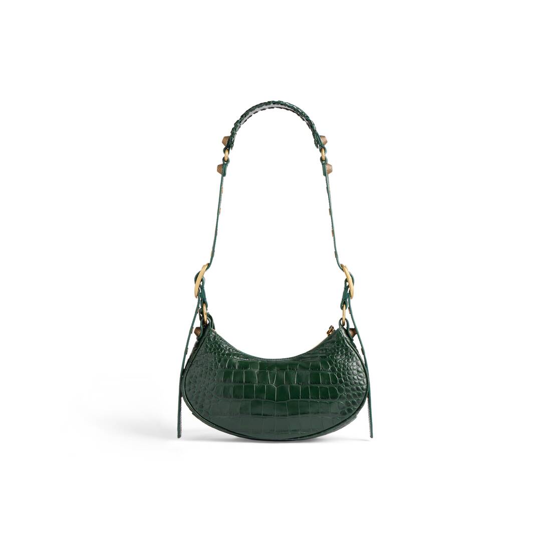 Women's Le Cagole Xs Shoulder Bag Crocodile Embossed in Green 