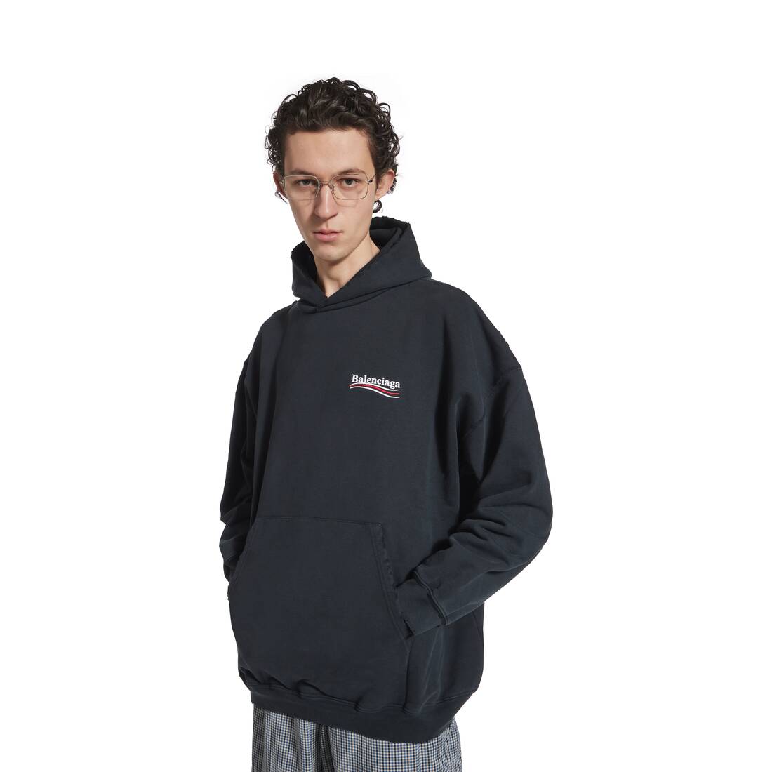 Women's Political Campaign Hoodie Large Fit in Black Balenciaga US