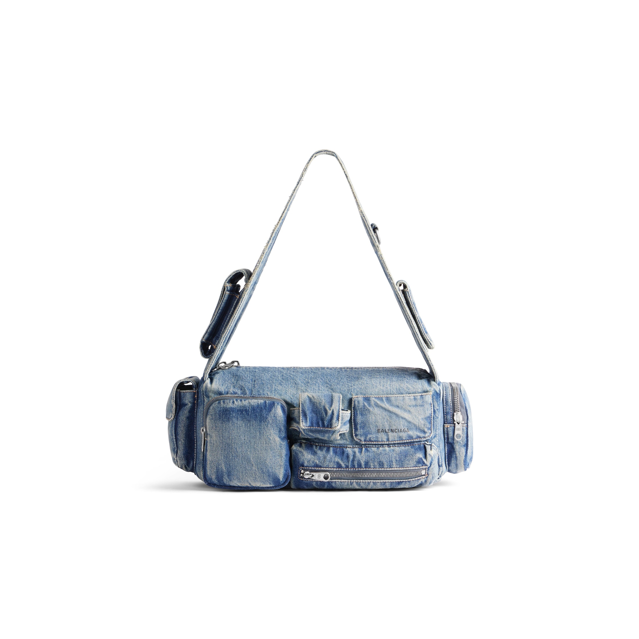 Balenciaga Superbusy Small Sling Bag Denim - Blue - Man - Cotton, Recycled